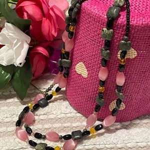 💎 Jasper and Cats Eye Gemstone Necklace